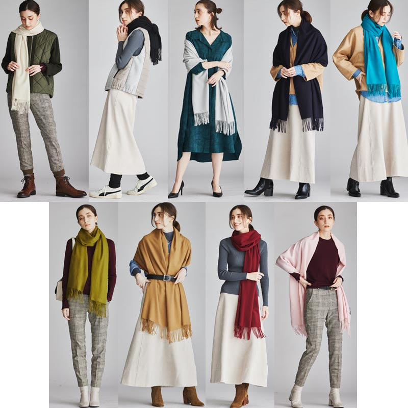 日本製 ベビーカシミヤ ストール【210cm×50cm】<br>レディース メンズ カシミヤ カシミア カシミヤストール カシミアストール マフラー 国産 無地 白 黒 赤 秋冬 女性 男性 妻 夫 祖父 祖母 30代 40代 50代 60代 プレゼント 誕生日プレゼント 敬老の日 クリスマス