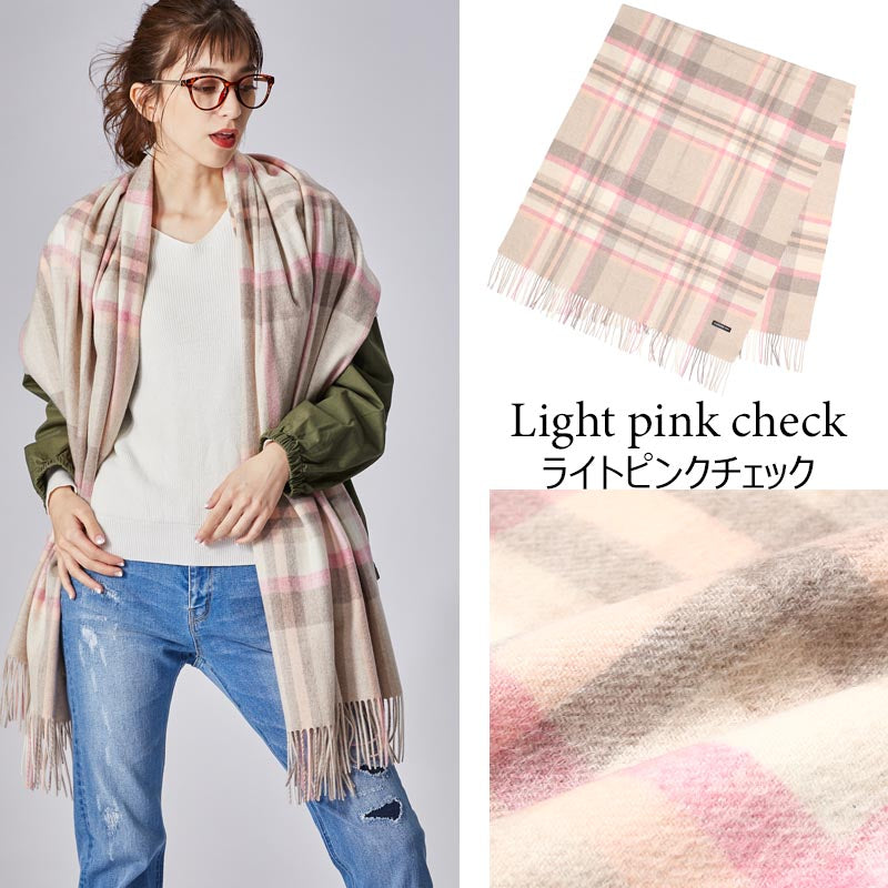 カシミヤ 100% 大判 ストール チェック ブランケット【200cm×80cm】<br>カシミア 大判ストール 厚手 カシミヤストール カシミアストール レディース チェック柄 ショール ひざ掛け 秋冬 女性 妻 祖母 祖父 30代 40代 50代 60代 プレゼント 誕生日プレゼント 誕生日 クリスマス
