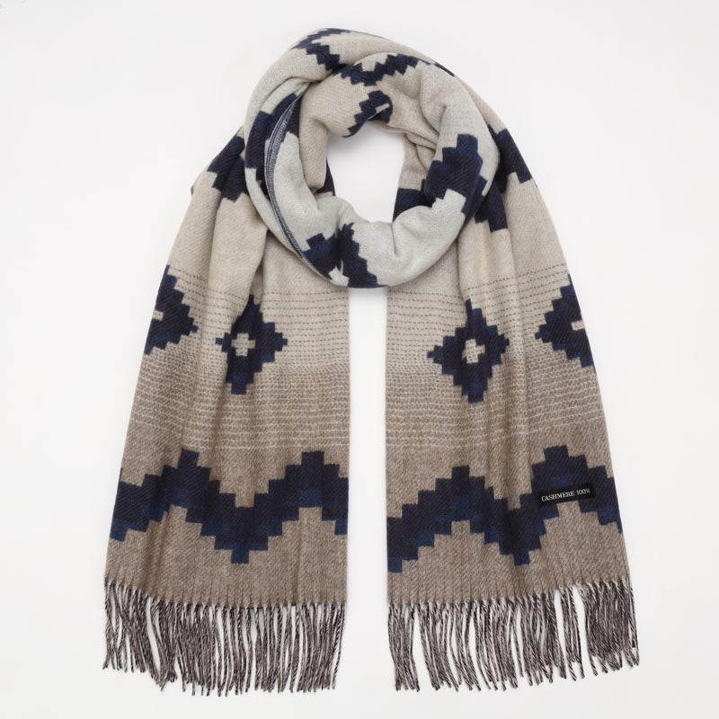 カシミヤ 100％ オルテガ柄 ストール【アウトレット 在庫限り】<br>レディース メンズ カシミア カシミヤストール カシミアストール カシミヤマフラー マフラー ジャガード 秋冬 防寒 暖かい 通勤 通学 女性 男性 20代 30代 40代 50代 60代 プレゼント 誕生日 クリスマス